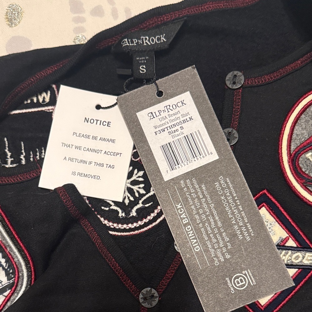 Alp N Rock Black Top with Red Stitching and Patches - Picture 5 of 5